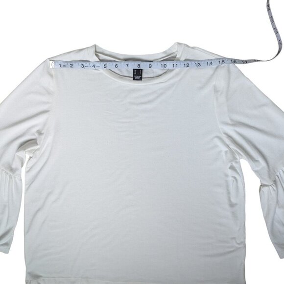 Streetwear Society Soft Stretchy White Long  Sleeve Top, Flared Sleeves Women S - Picture 7 of 9